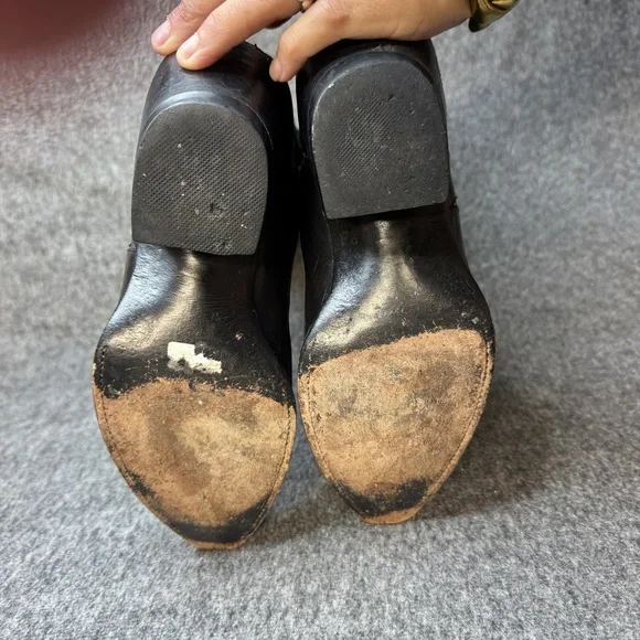 Liberty Boot Co Black Leather Cowboy Boots Sz 7B Tall Floral Cutout Western - Picture 14 of 15